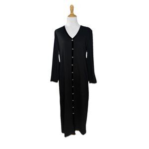 Sunshine Starshine Vintage Black Longsleeve Sweater Button Front Dress Sz Medium